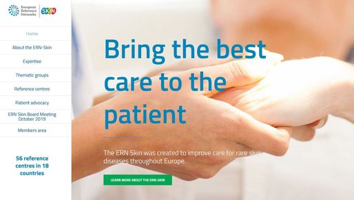 Homepage of the ERN-Skin with slogan 'Bring the best care to the patient'