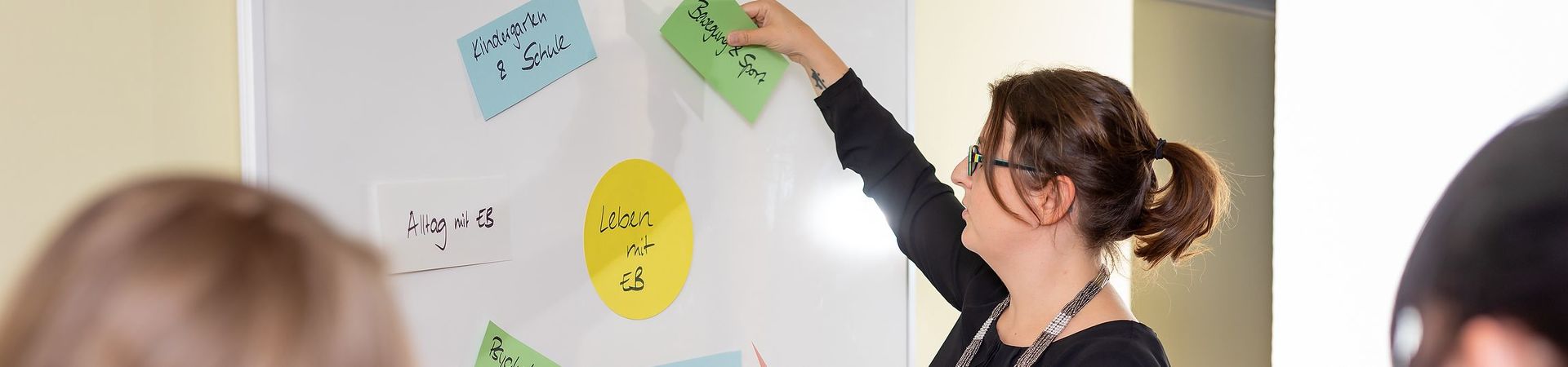 Person standing in front of a whiteboard explaining something to auditors