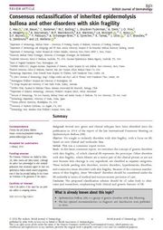 Publication: Consensus reclassification of inherited epidermolysis bullosa and other disorders with skin fragility